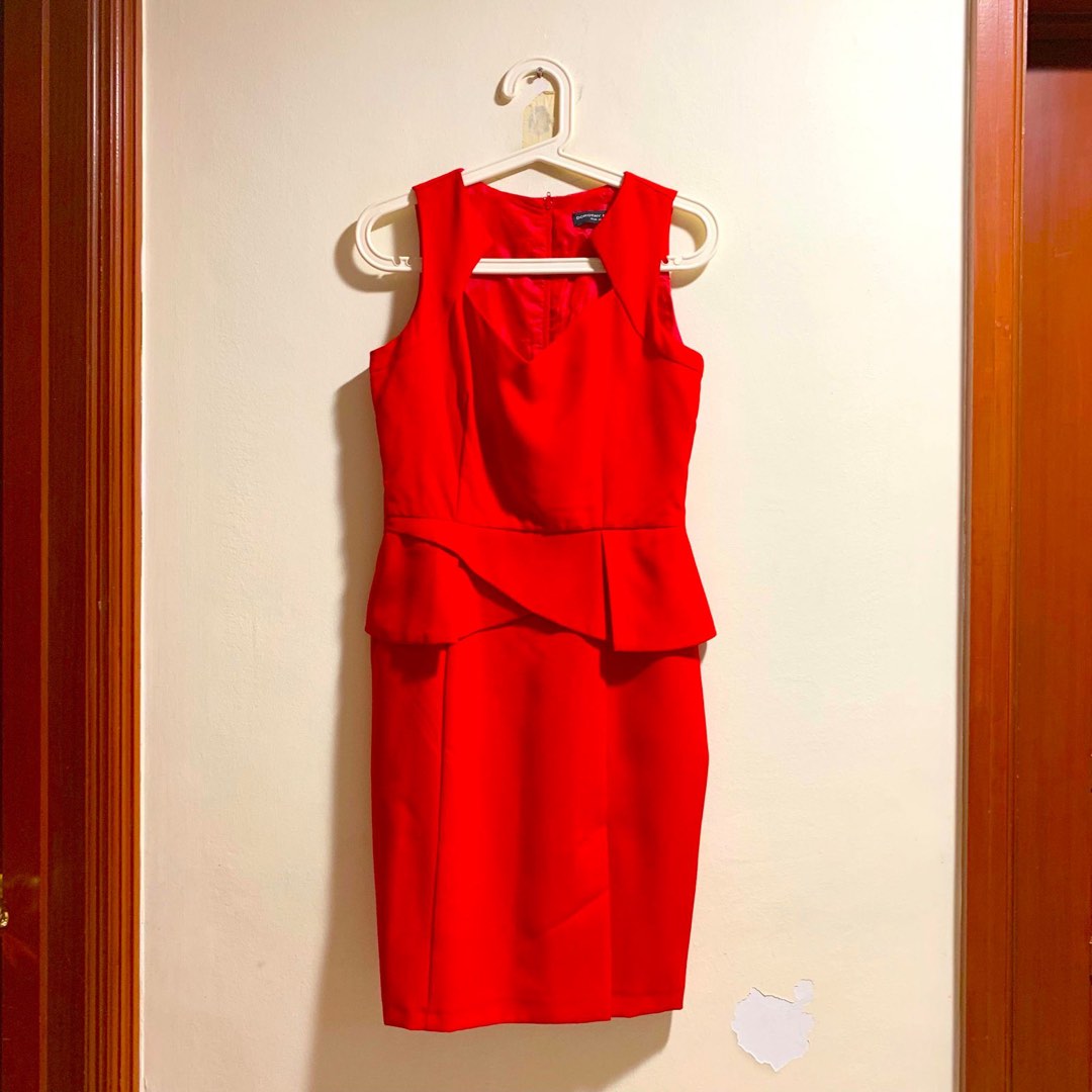 Dorothy Perkins Red Peplum Dress UK10 Women s Fashion Dresses