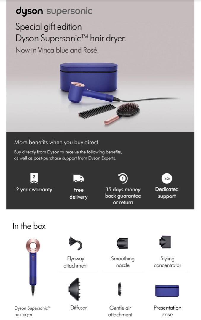 Dyson Supersonic Hair Dryer Vinca Blue Ros HD08