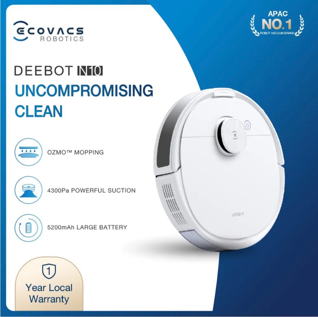 ECOVACS DEEBOT N10 2-in-1 Robot Vacuum Cleaner - RoboVacuums