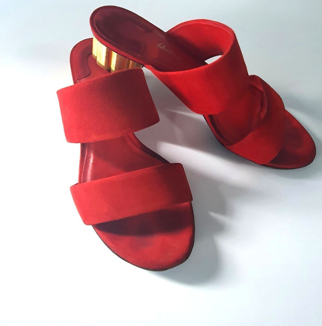 Ferregamo Red Velvet Sandals Women s Fashion Footwear Sandals