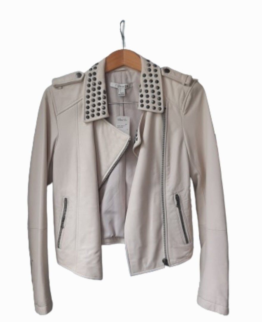 Forever 21 beige leather jacket Women s Fashion Coats Jackets