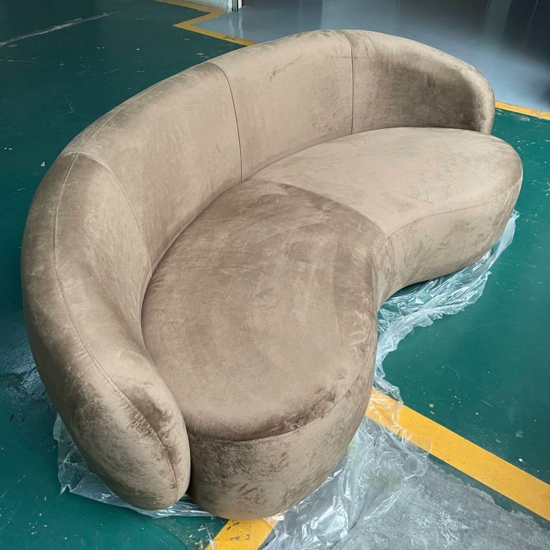 Free delivery, Sofa 018, Modern Curved Velvet Sofa 3 Seaters, Furniture