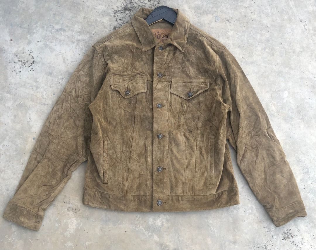 Gap blue shop jeans leather jacket