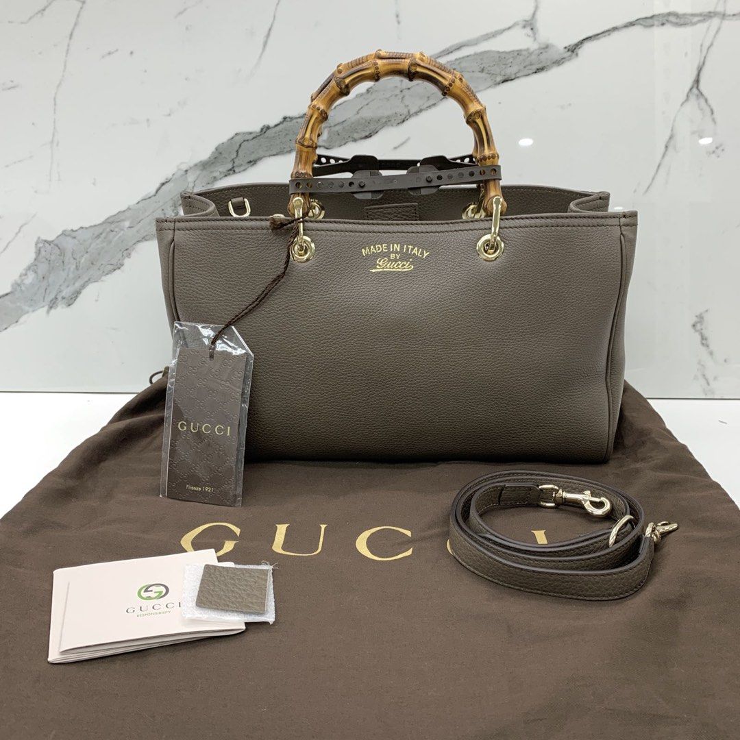 Gucci Bamboo Shopper in Medium size in Grey Luxury Bags