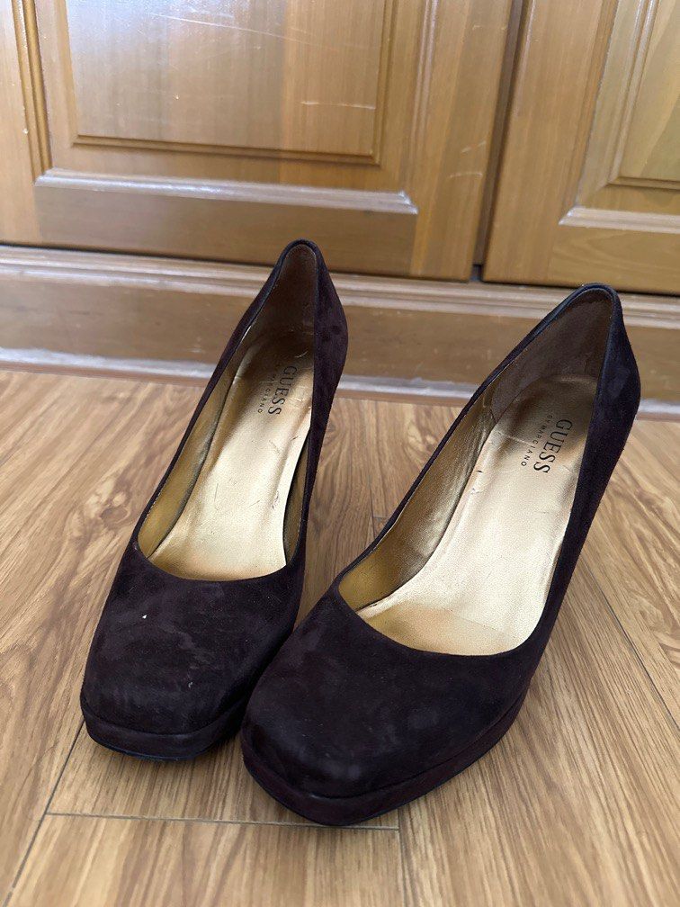 Guess Suede Heels Women s Fashion Footwear Heels on Carousell