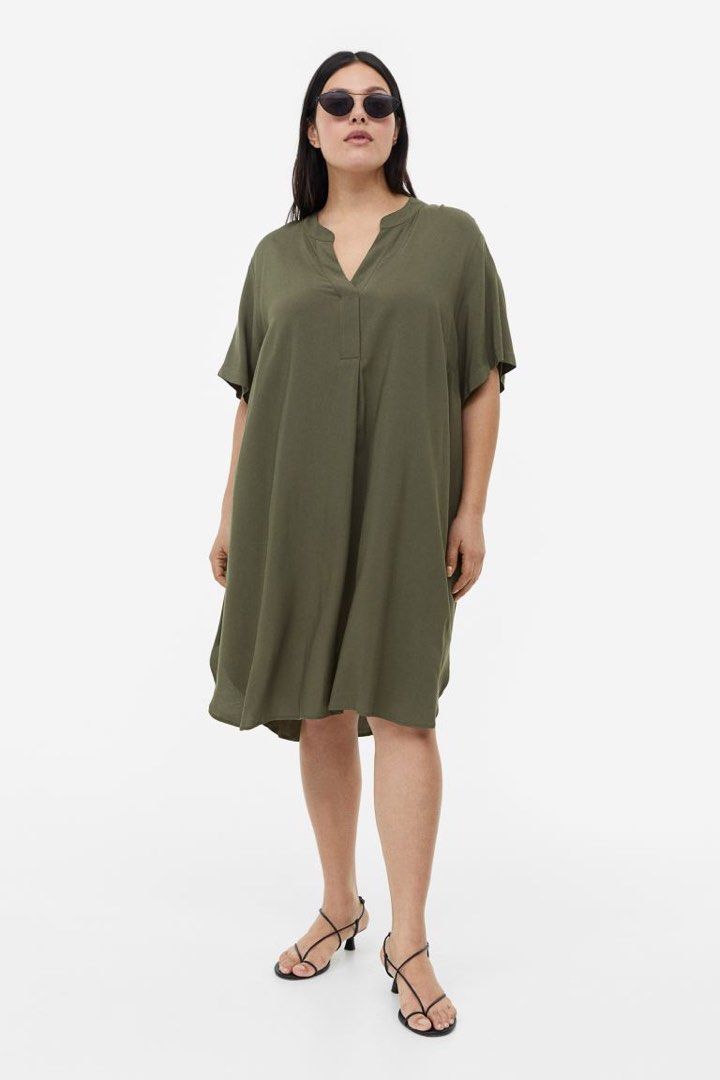H and M Dark Khaki green tunic dress