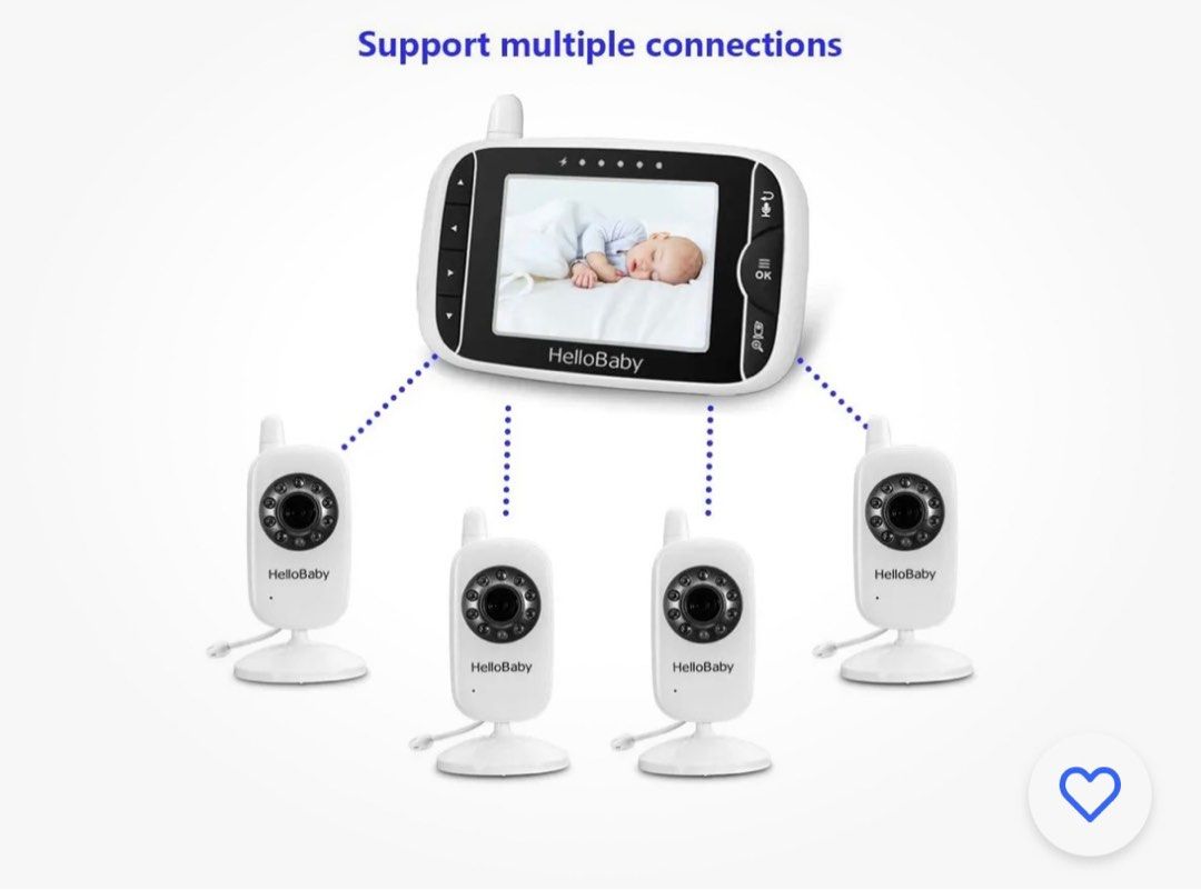 HelloBaby HB32 Wireless Video Baby Monitor with Camera, night