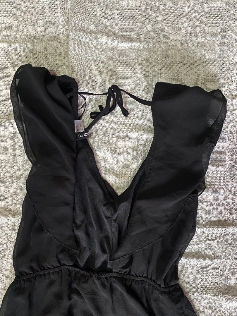 h&m black backless dress H&M Black Satin Slip Dress