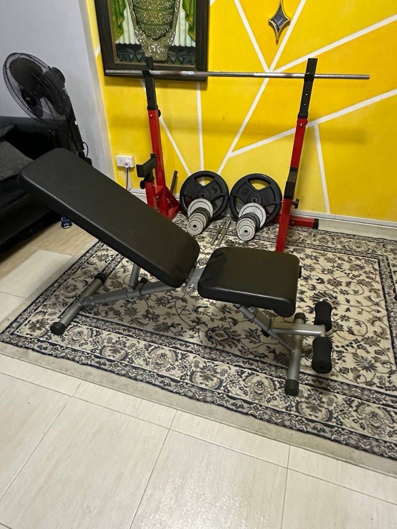 Gym bench Gym rack Barbell Weights