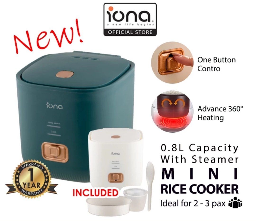 NEW IONA Mini Rice Cocker 0.8L, TV & Home Appliances, Kitchen ...