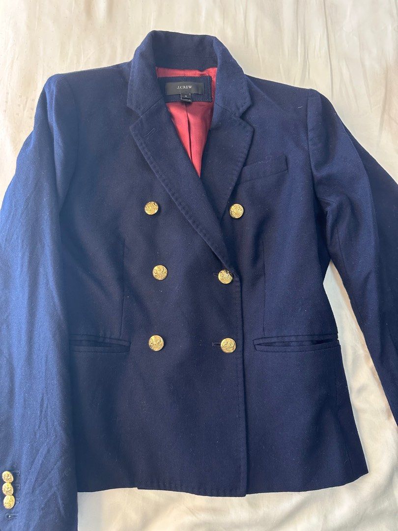 Jcrew double breasted navy wool blazer Women s Fashion Coats