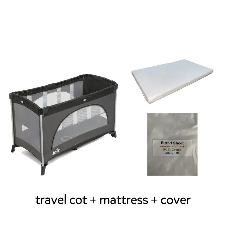 Joie Allura 120 Travel Cot Amber with Mattress and Cover Babies