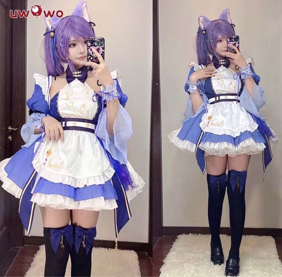 INSTOCK Uwowo Genshin Impact Fanart: Keqing Heart Succubus Restrained Devil Halloween Cosplay Costumes