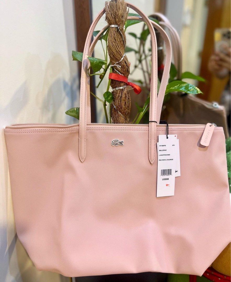 Lacoste tote bag pink sales