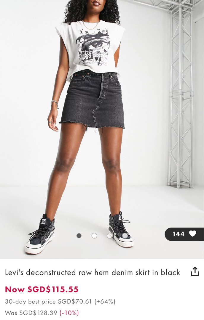 Levi s High Rise Deconstructed Denim Skirt Women s Fashion