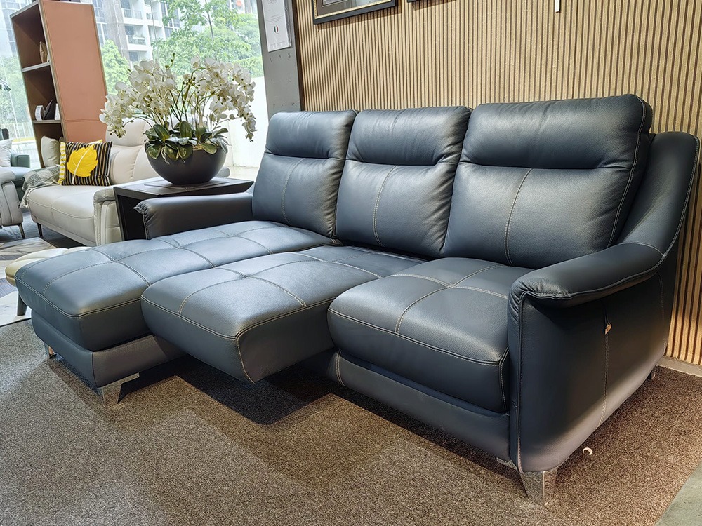 LORENZO CLEARANCE SOFA 3Seater Full Thick Leather LShaped Sofa with