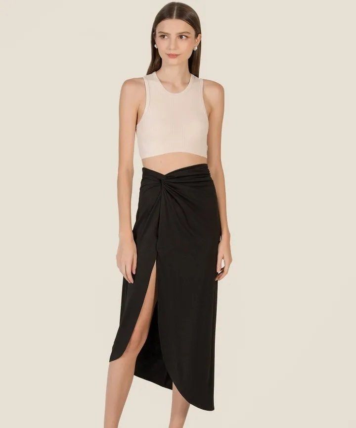 Black knot midi skirt hotsell