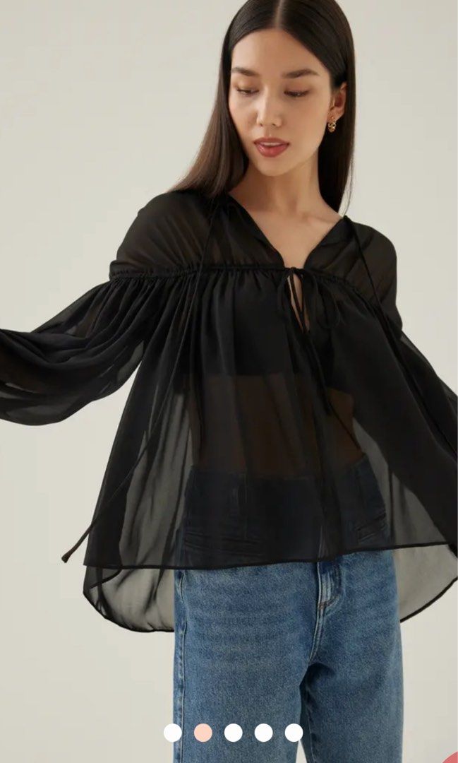 Sheer puff sleeve new arrivals blouse