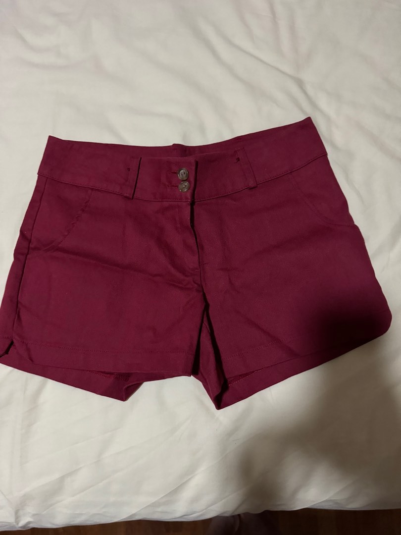 Maroon Red Shorts Women s Fashion Bottoms Shorts on Carousell