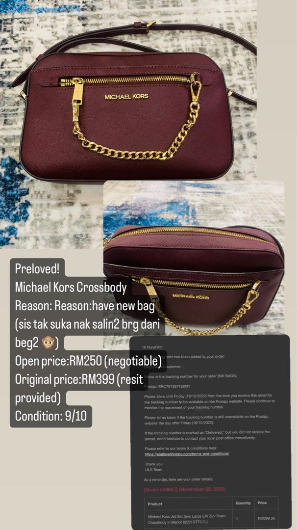 Michael Kors Jet Set Large in Merlot