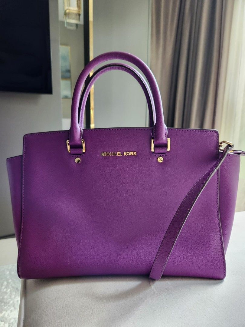 Purple michael kors tote sale