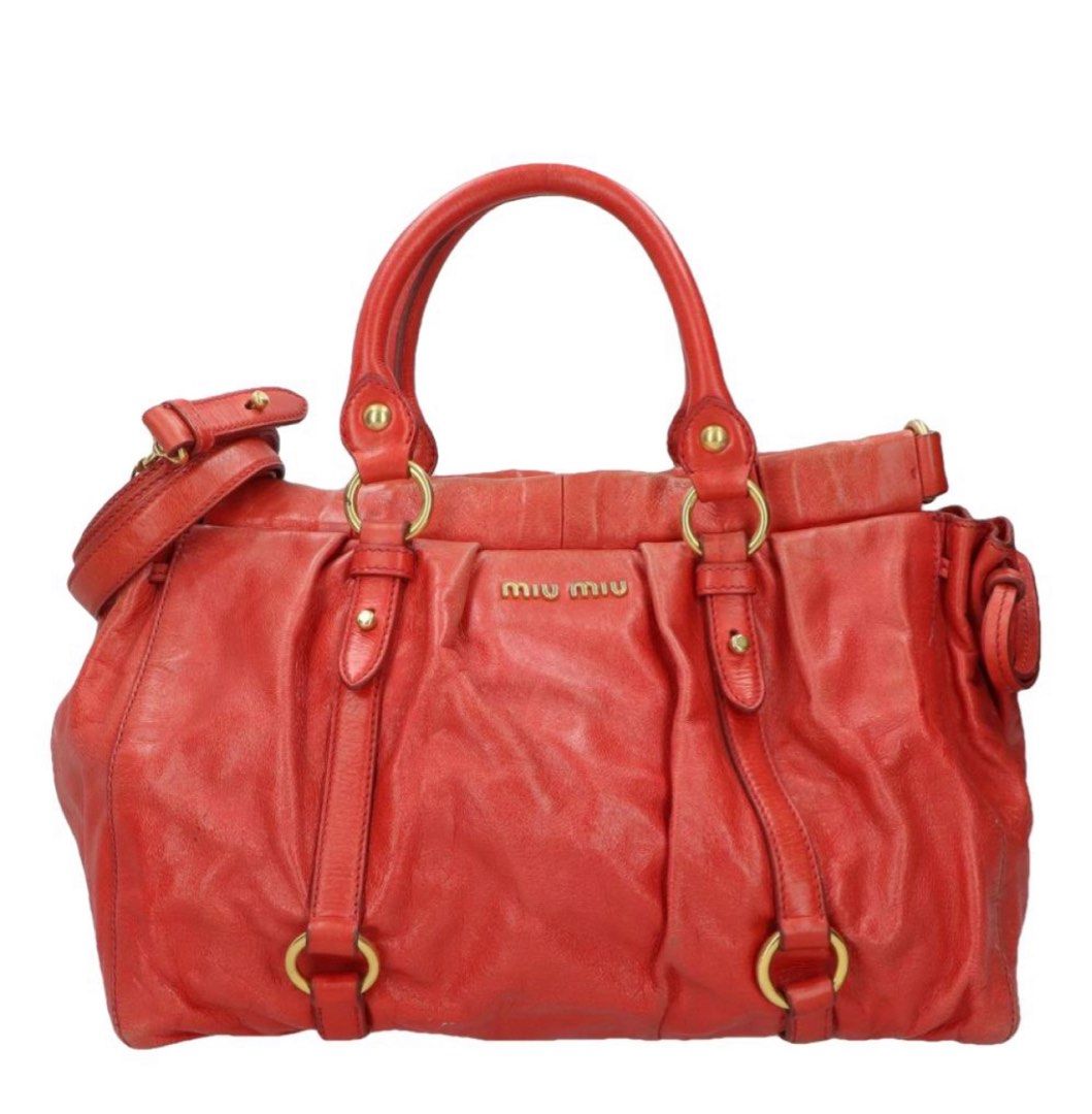 Miu Miu Authentic Vitello Lux Leather 2 Way Handbag Sling Bag