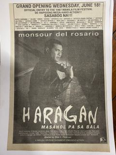 monsour del rosario as Harangam masahol pa sa Bala - Old Newspaper Movie Ad Clippings Tagalog Filipino Pelikula Film Vintage