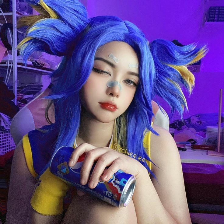 Neon valorant cosplay wig, Hobbies & Toys, Memorabilia & Collectibles