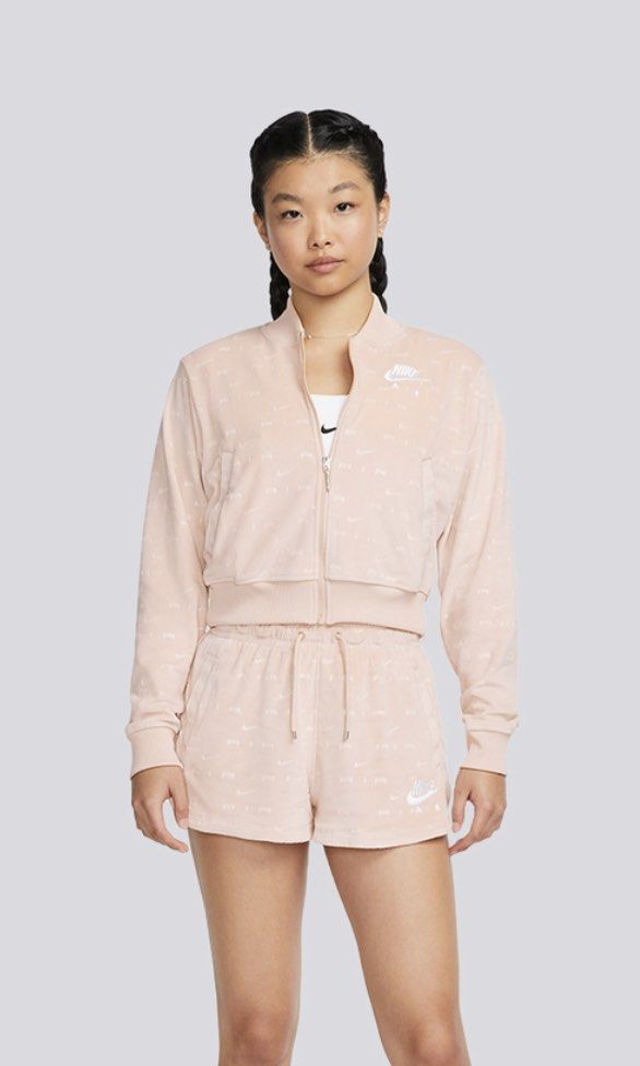 Nike pink velour tracksuit hot sale