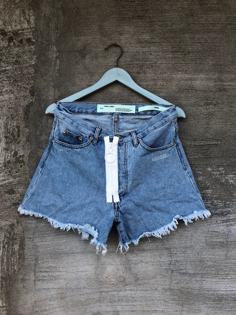 Off white denim shorts on sale