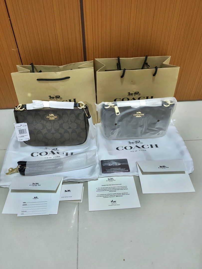OFFER Coach Top Handle Pouch In Signature Canvas Brown Black F36674 IMAA8