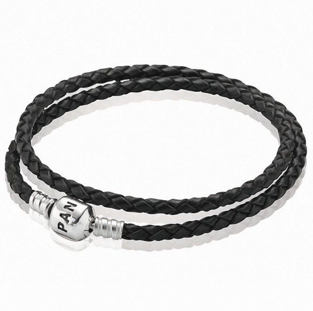 Star Wars X Pandora Moments Star Wars Clasp Double Black Leather Bracelet |  Disney Store