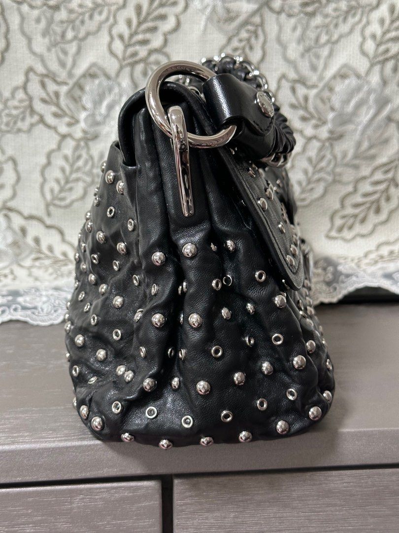 Prada studded shoulder bag