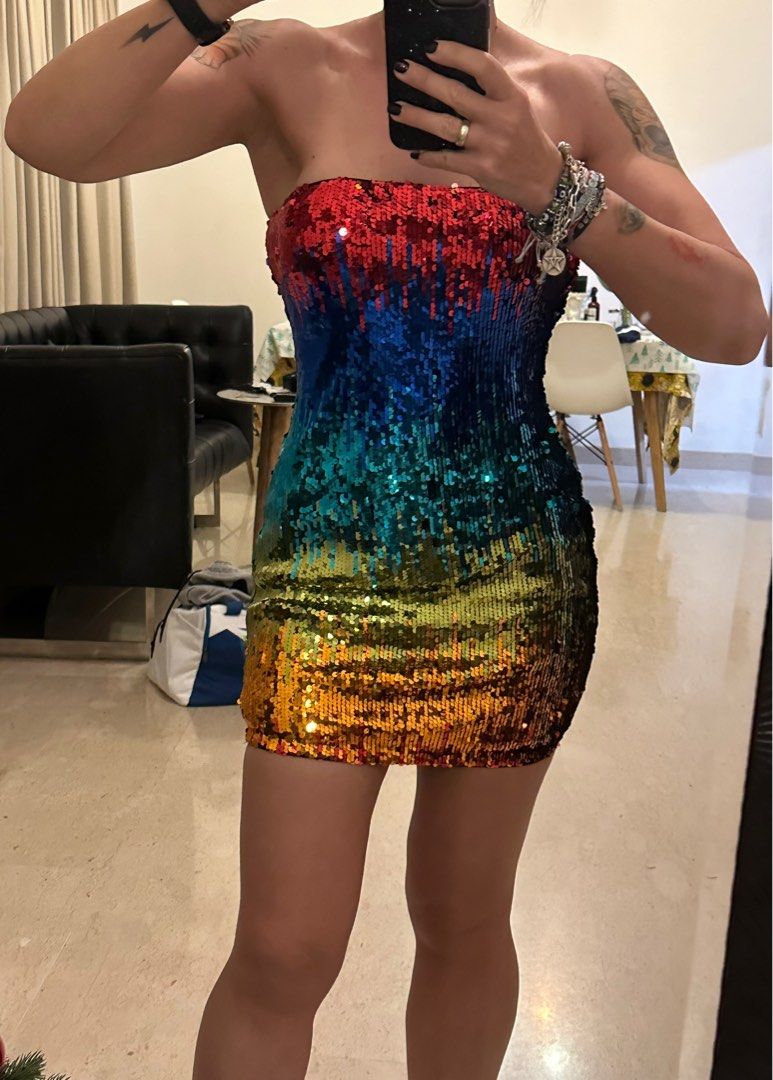 Rainbow short dress outlet