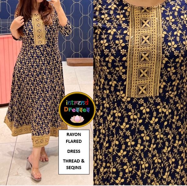 Ready SG Stock Size S L XL 2XL New Rayon One Piece Dress with Full Thread Embroidery Sequins work Indian Dresses Women s Fashion Dresses Sets Dresses on Carousell