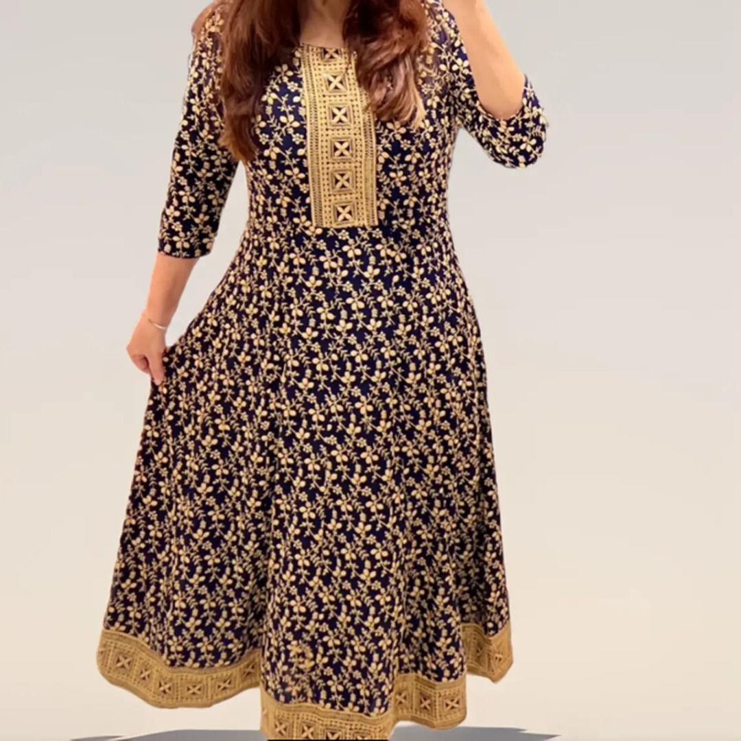 Ready SG Stock New Rayon One Piece Dress with Full Thread Embroidery Sequins work Indian Dresses