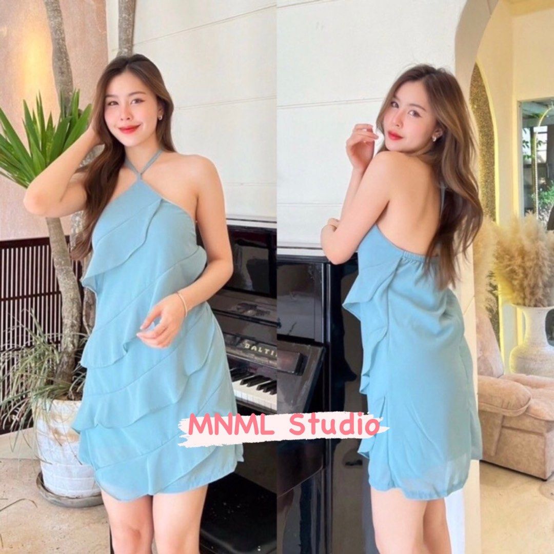 Ready Stocks Ruffled chiffon mini dress Mini Dress Shorts Dress Pink Black White Red color