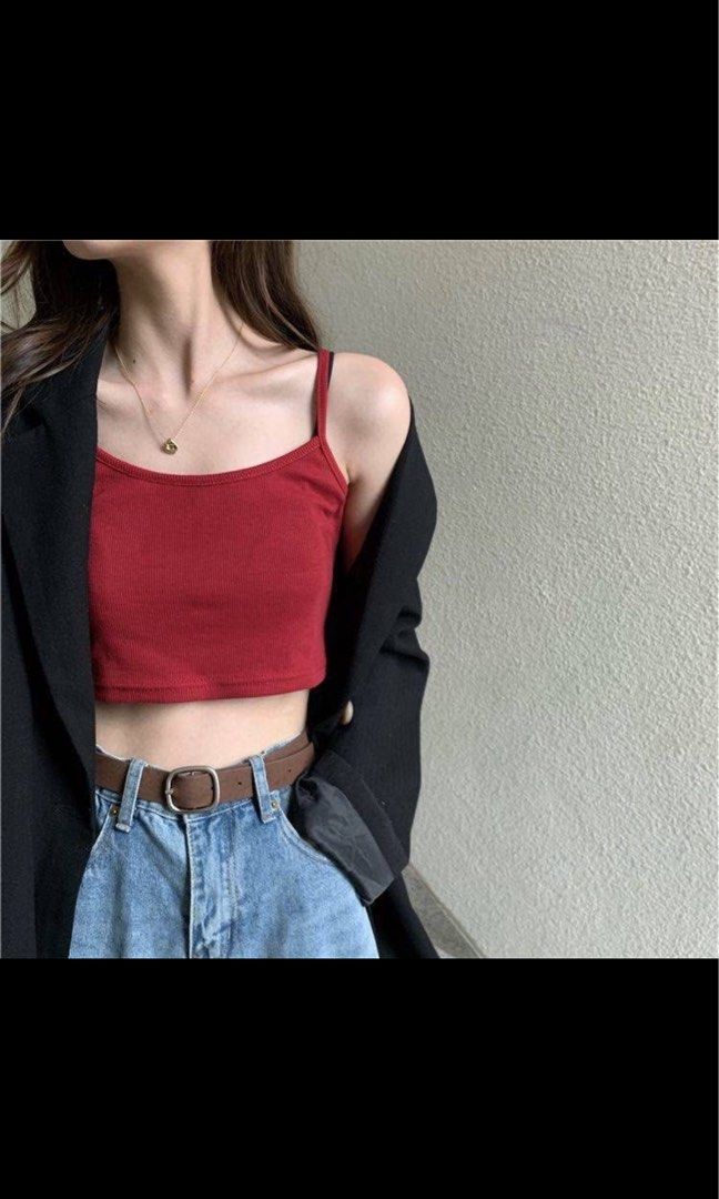 Red crop clearance top spaghetti strap
