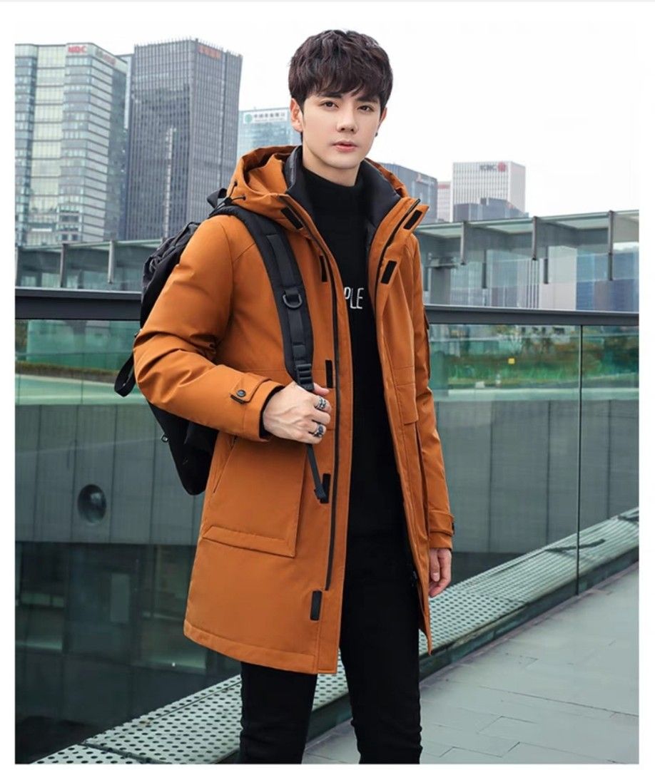 Mens down deals trench coat