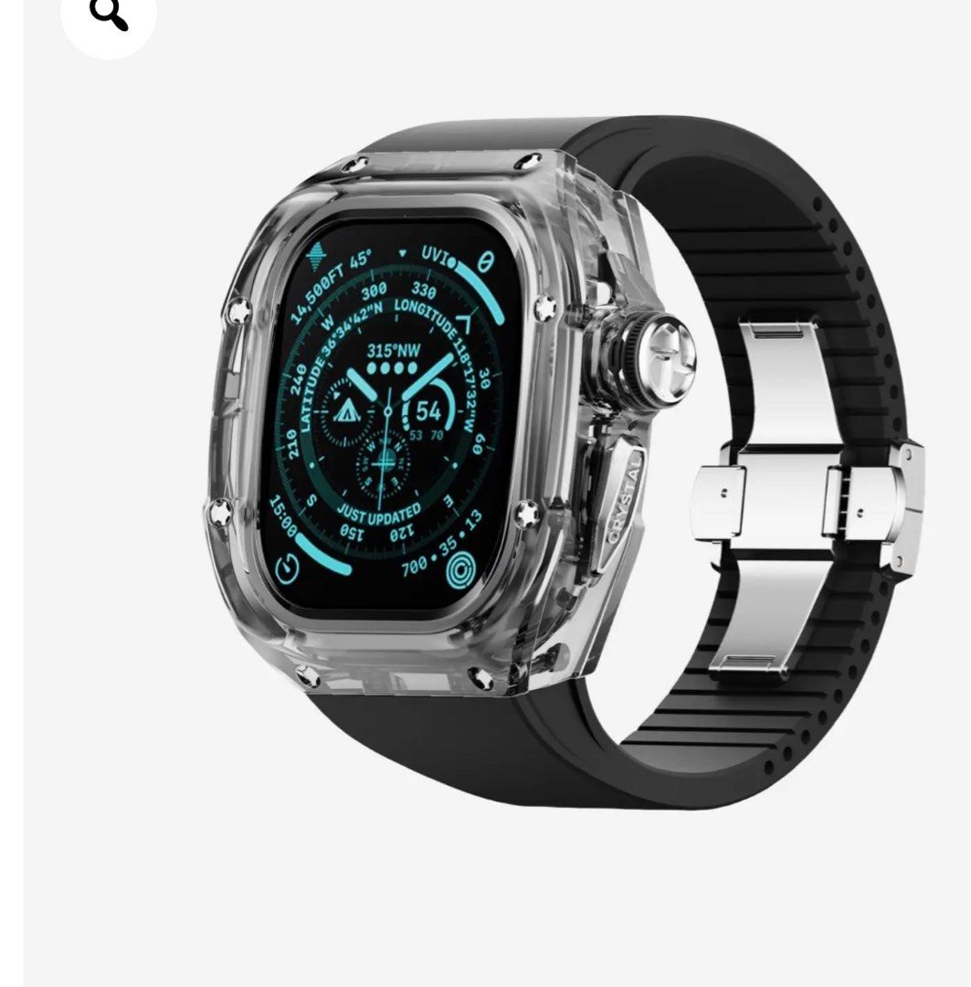 RM Fluoroelastomer Band 316L Stainless Steel Crystal Case Retrofit Kit For Apple Watch series 9 ultra ultra2 49mm Mobile Phones Gadgets Wearables Smart Watches on Carousell