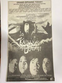 SA KABILUGAN NG BUWAN - Gladys Reyes Christopher Roxas Spencer Reyes - Old Newspaper Movie Ad Clippings Tagalog Filipino Pelikula Film Vintage