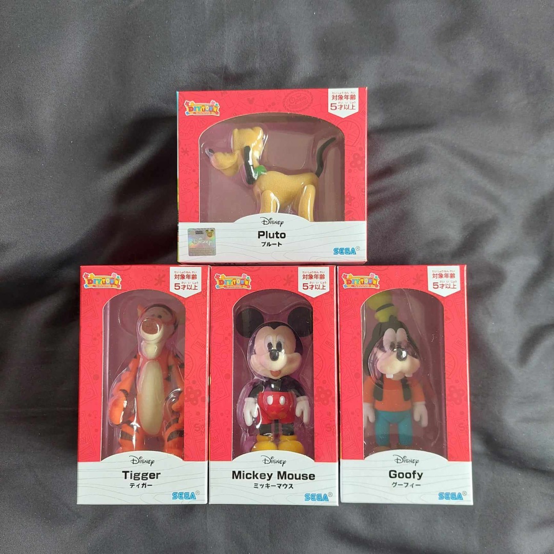 全新SEGA Disney DIY TOWN 系列 廸士尼 卡通人物 公仔 Action Figure 一套4隻 米奇老鼠 跳跳虎 布魯圖 ...