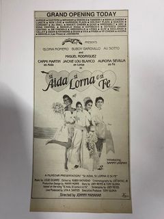 Si Aida Si Lorna Si Fe Gloria Romero Ali Sotto Carmi Martin Johnny Manahan- Old Newspaper Movie Ad Clippings Tagalog Filipino Pelikula Film Vintage