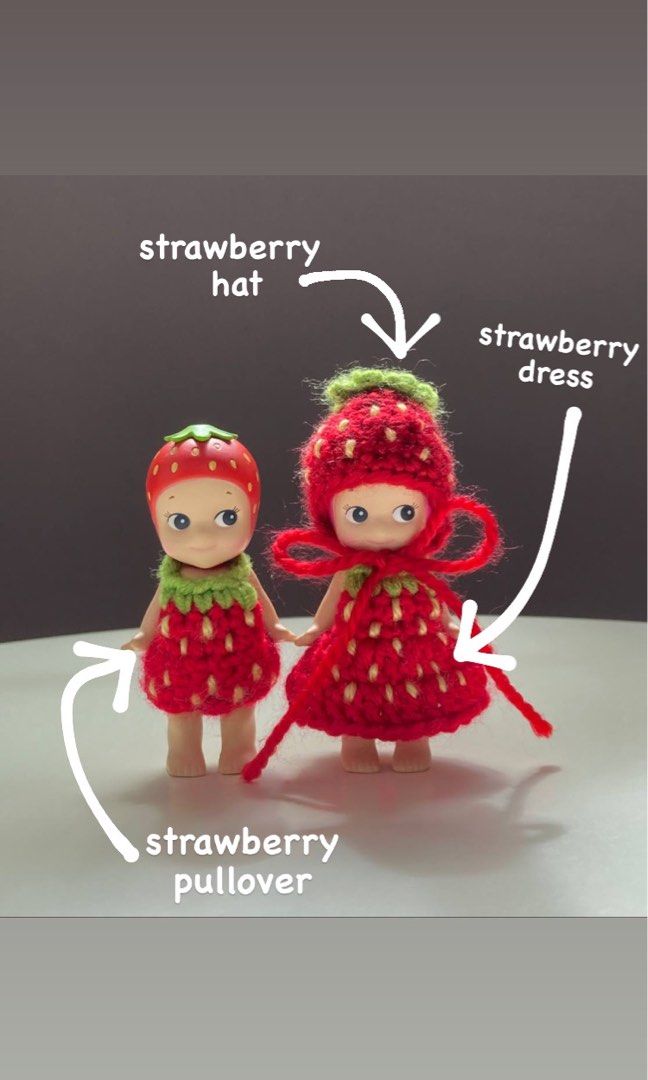 sonny angel strawberry crochet fits, Hobbies & Toys, Stationery & Craft