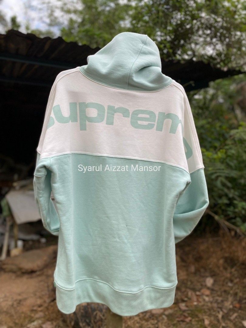 Supreme blocked hoodie ice blue clearance