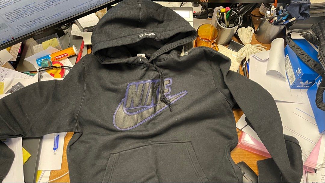 Supreme Nike Leather Appliqué Hooded Sweatshirt, 男裝, 上身及套裝