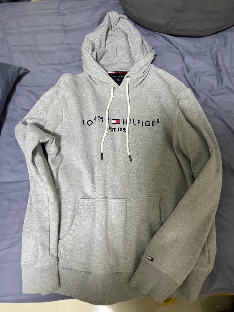 Tommy Hilfiger Grey Hoodie Men s Fashion Tops Sets Hoodies on