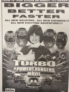 Turbo a Power Rangers 2 Movie - Old Newspaper Movie Ad Clippings Tagalog Filipino Pelikula Film Vintage