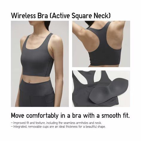 Wireless Bra (Active Square Neck) (Co-ord)