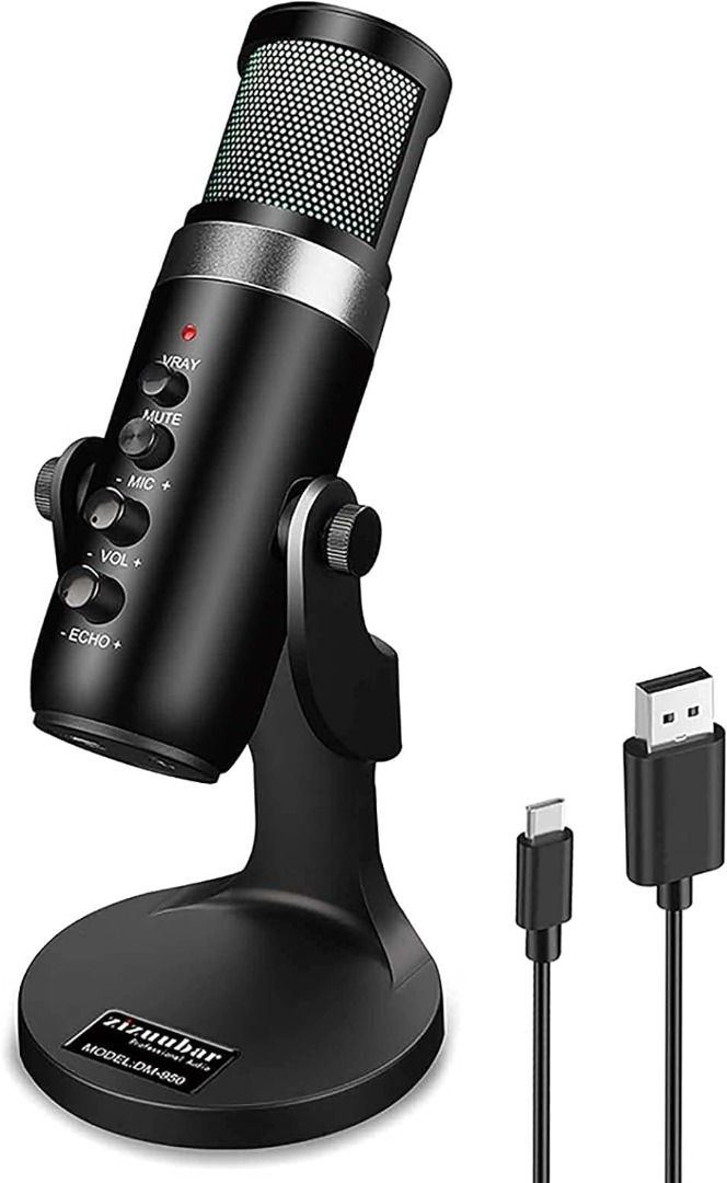 Gaming Microphone Kit,Podcast Condenser Usb Mic With Boom Arm,Supercardioid  Microphone With Mute Button,Echo Volume Gain Knob,Adjust Monitor For Phone  Pc Computer Tablet Streaming Recording